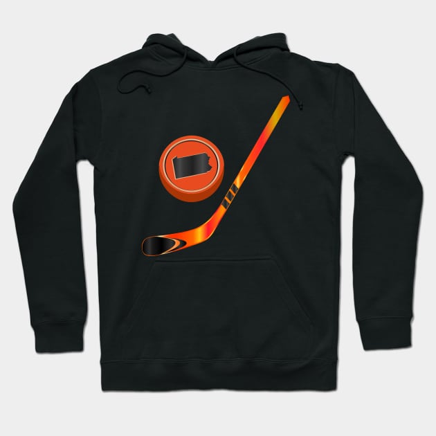 NHL - PA Orange Black Stick and Puck Hoodie by geodesyn